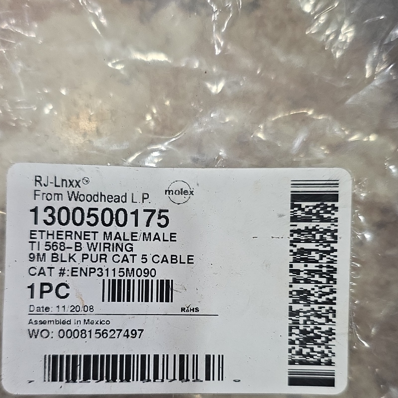 RJ-Lnxx Cat5 RJ45 Male to Male Ethernet Patch Cable 9m Purple 1300500175