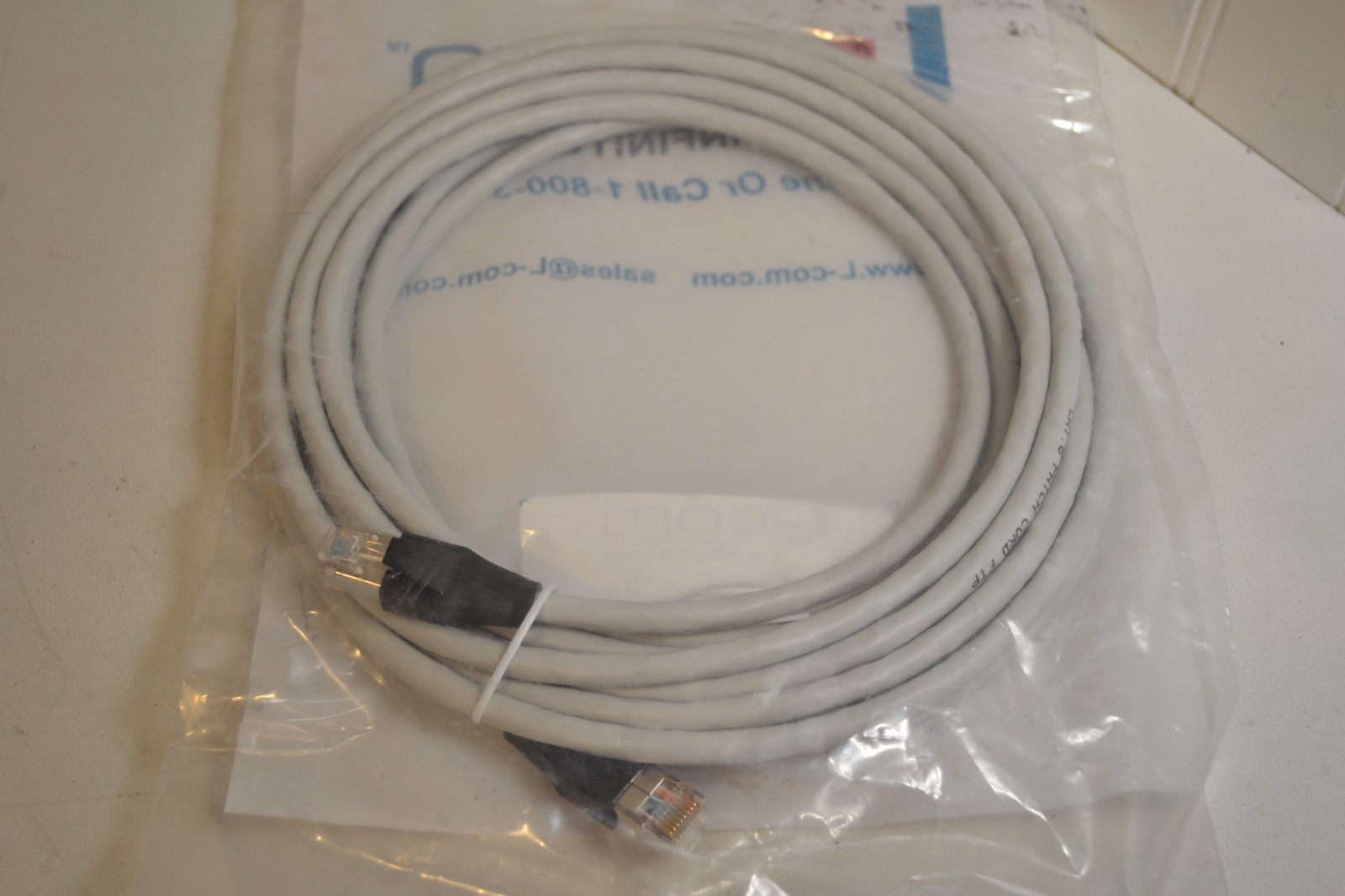 L-Com Shielded Cat 6 Cable, Gray 15.0 ft RJ45 / RJ45 PVC Jacket TRD695SCR-15