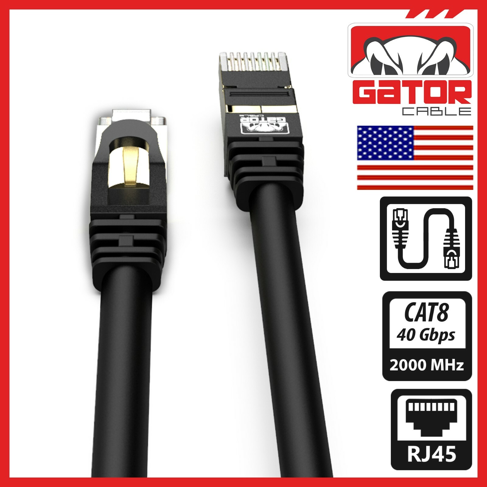 Cat 8 Ethernet Cable RJ45 Super Speed 40Gbps Patch LAN Network Gold Plated Lot