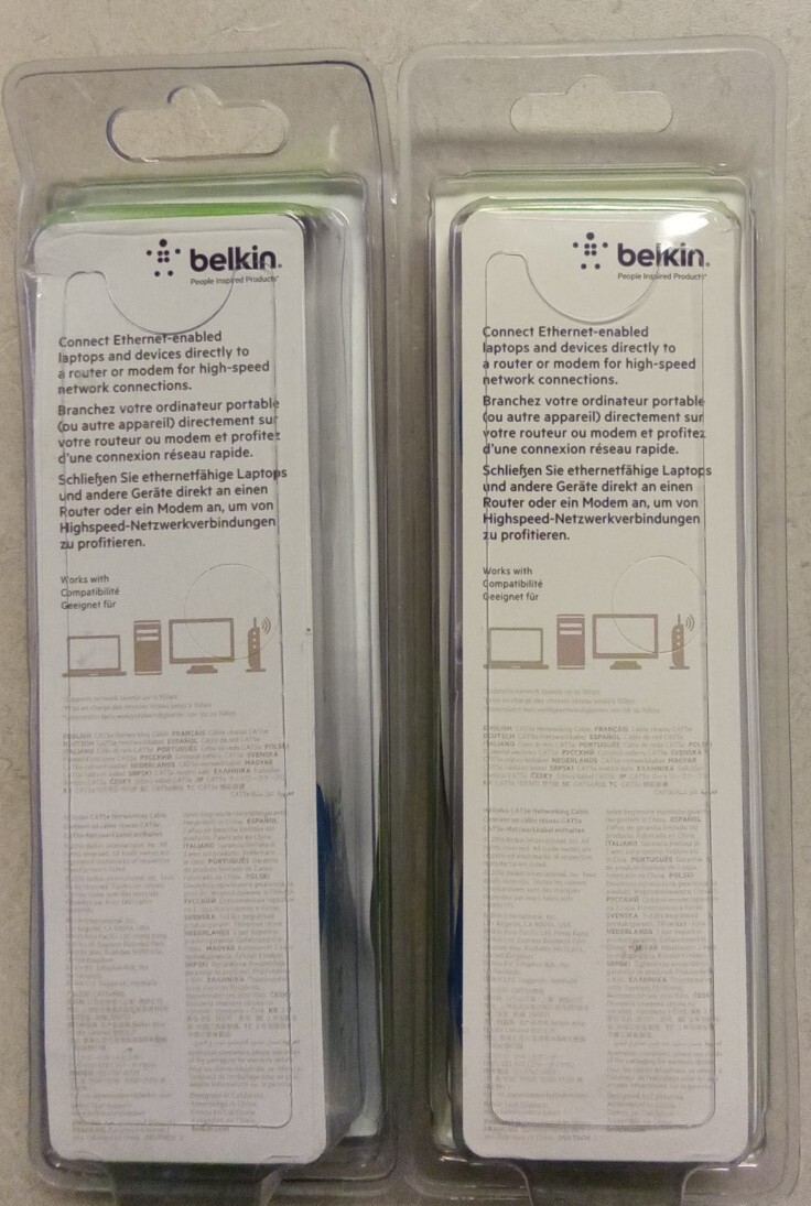 2 Belkin Cat5e Networking Cable 2M 6.6ft Blue Ethernet Cable 1 Gbps