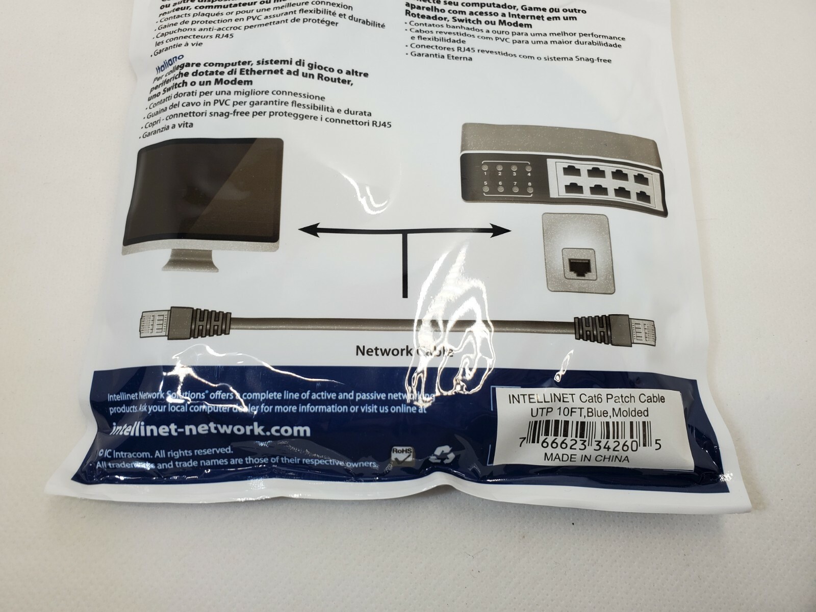 Intellinet Network Solutions Cat6 RJ-45 Male/RJ-45 Male UTP Network Patch Cable
