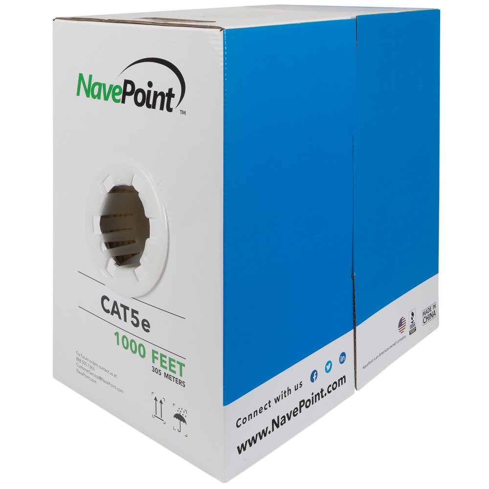 CAT5e 1000FT UTP Cable Solid 24AWG Yellow Network Ethernet LAN Bulk Wire RJ45