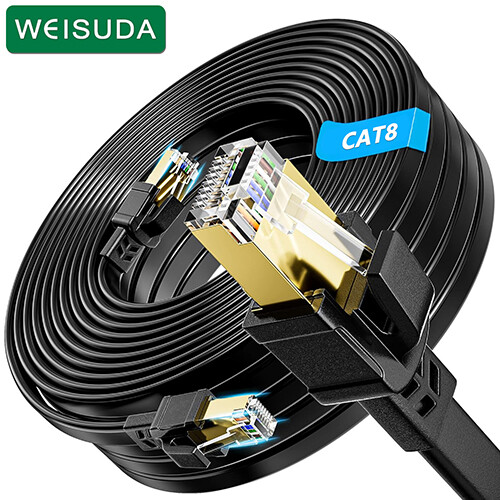WEISUDA Ethernet Cable Cat8 RJ45 Internet Network Patch Cord for Laptop Router