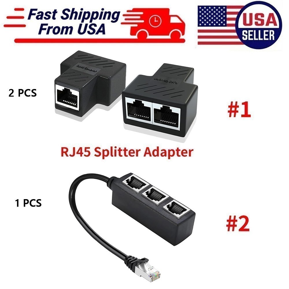 RJ45 Splitter Adapter 1 to 2/3 Ways Dual Female Port CAT6/5/7 LAN Ethernet Cable