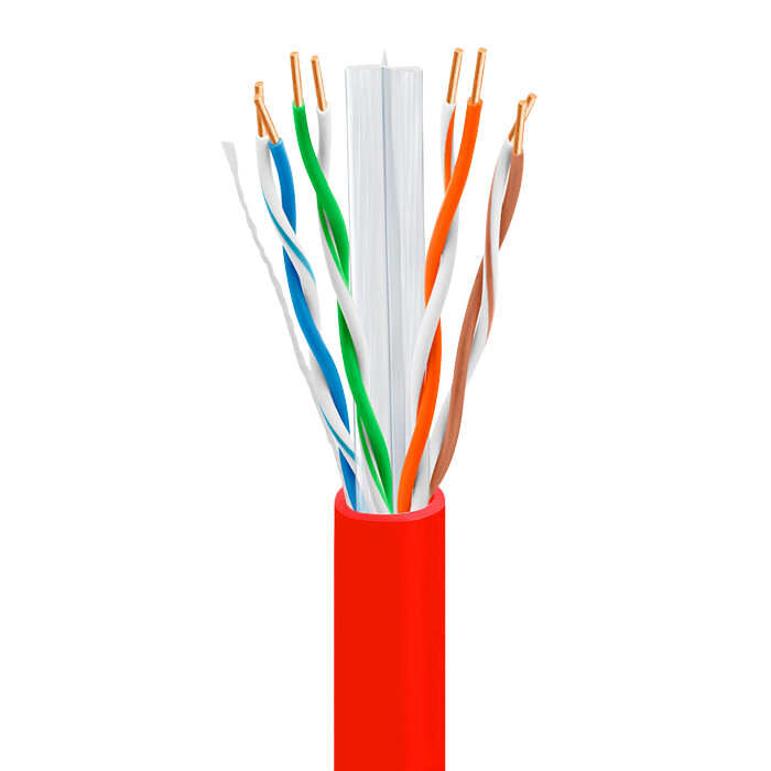 TSCables 550Mhz Cat6 Plenum 100% Solid Bare Copper UTP Ethernet Cable Red