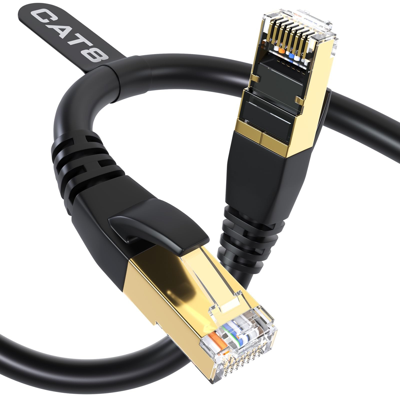 Cat 8 Ethernet Cable 40Gbps 2000MHz, 25FT Supports Cat7 Cat6 Cat5e Cat5, High…