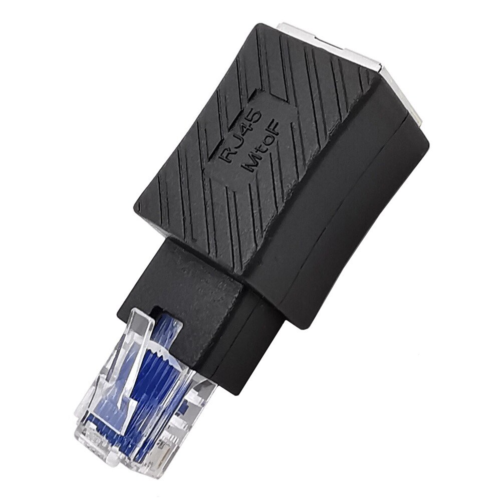 1x 90 Degree Angled RJ45 Ethernet LAN Male to Female Cat5 Cat5e Extender Adapter
