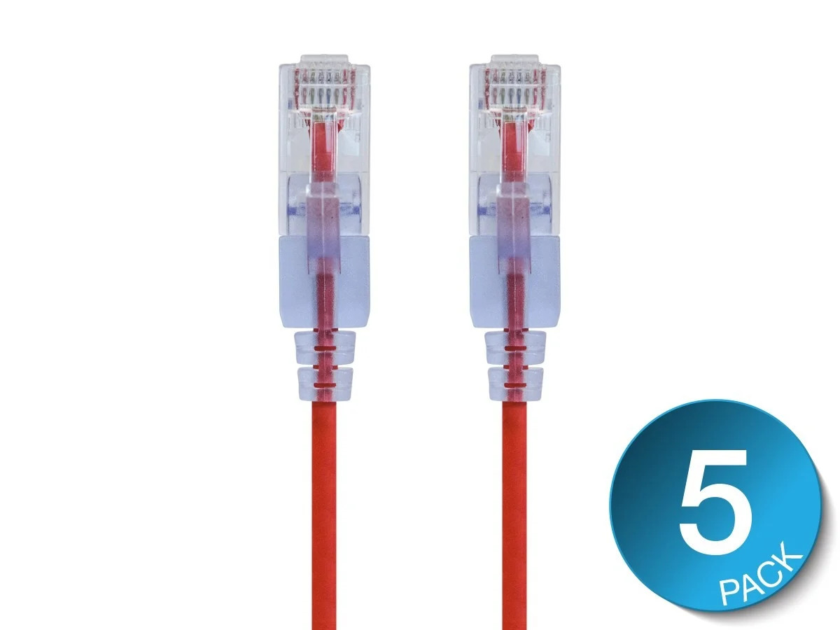 Monoprice Cat6A Ethernet Patch Cable – 3 feet – Red | Snagless RJ45 550Mhz UTP