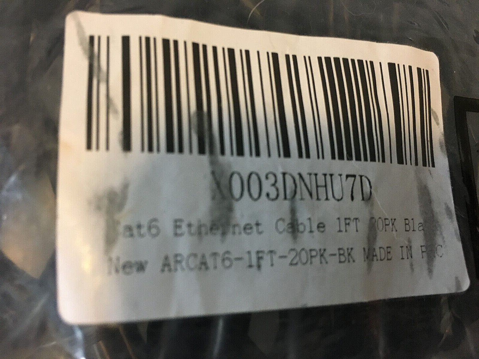 20 PACK CAT6 Ethernet Network Cable 1 ft (foot) Black