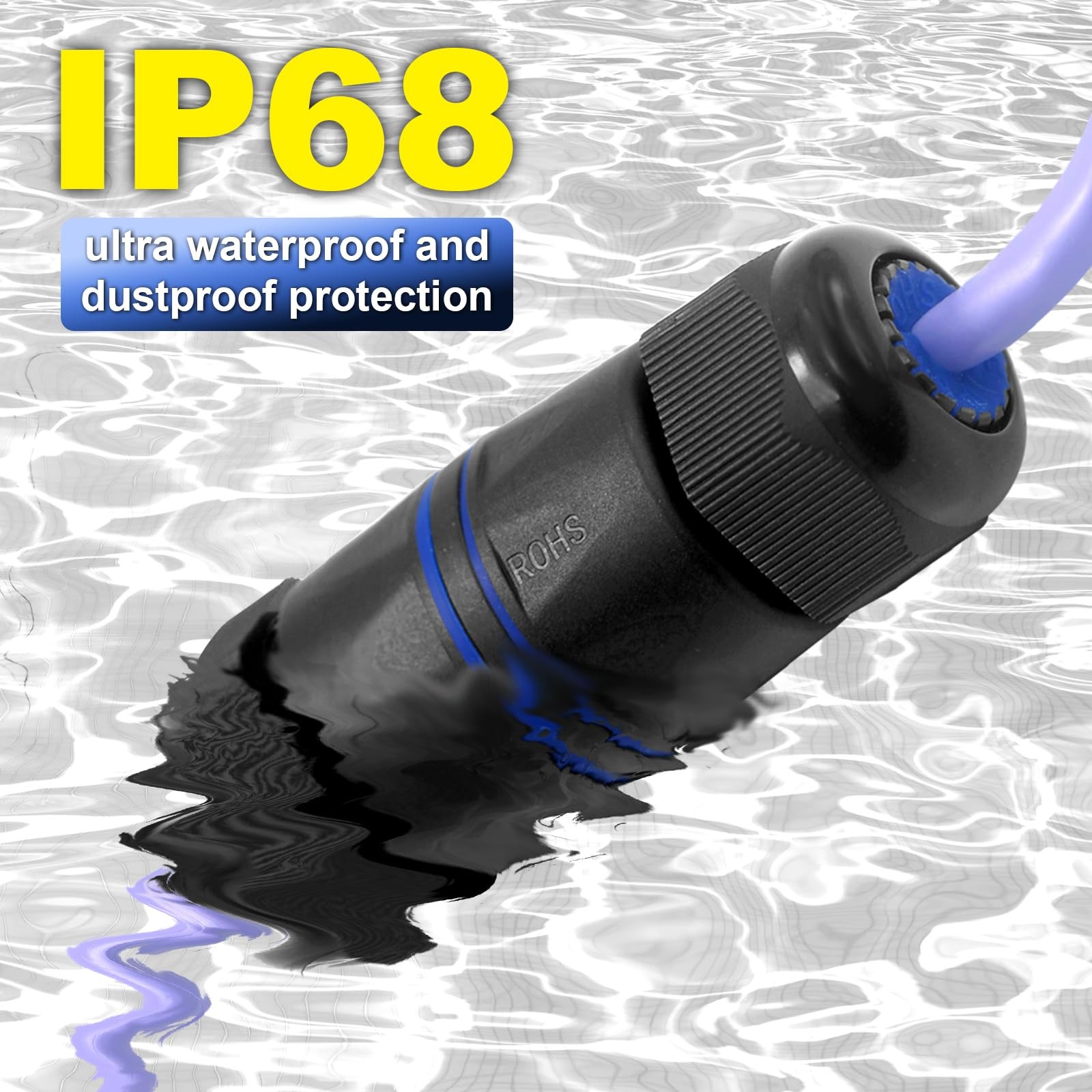 Waterproof RJ45 Coupler IP68 Cat6/Cat5E Shielded Ethernet Connector 6Pack Blue