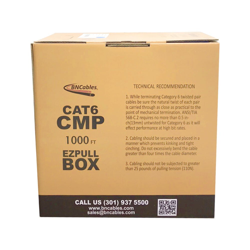 Bulk Cat 6 1000ft Cable Solid Plenum CMP Rated 550 Mhz 23 Awg Cable Purple