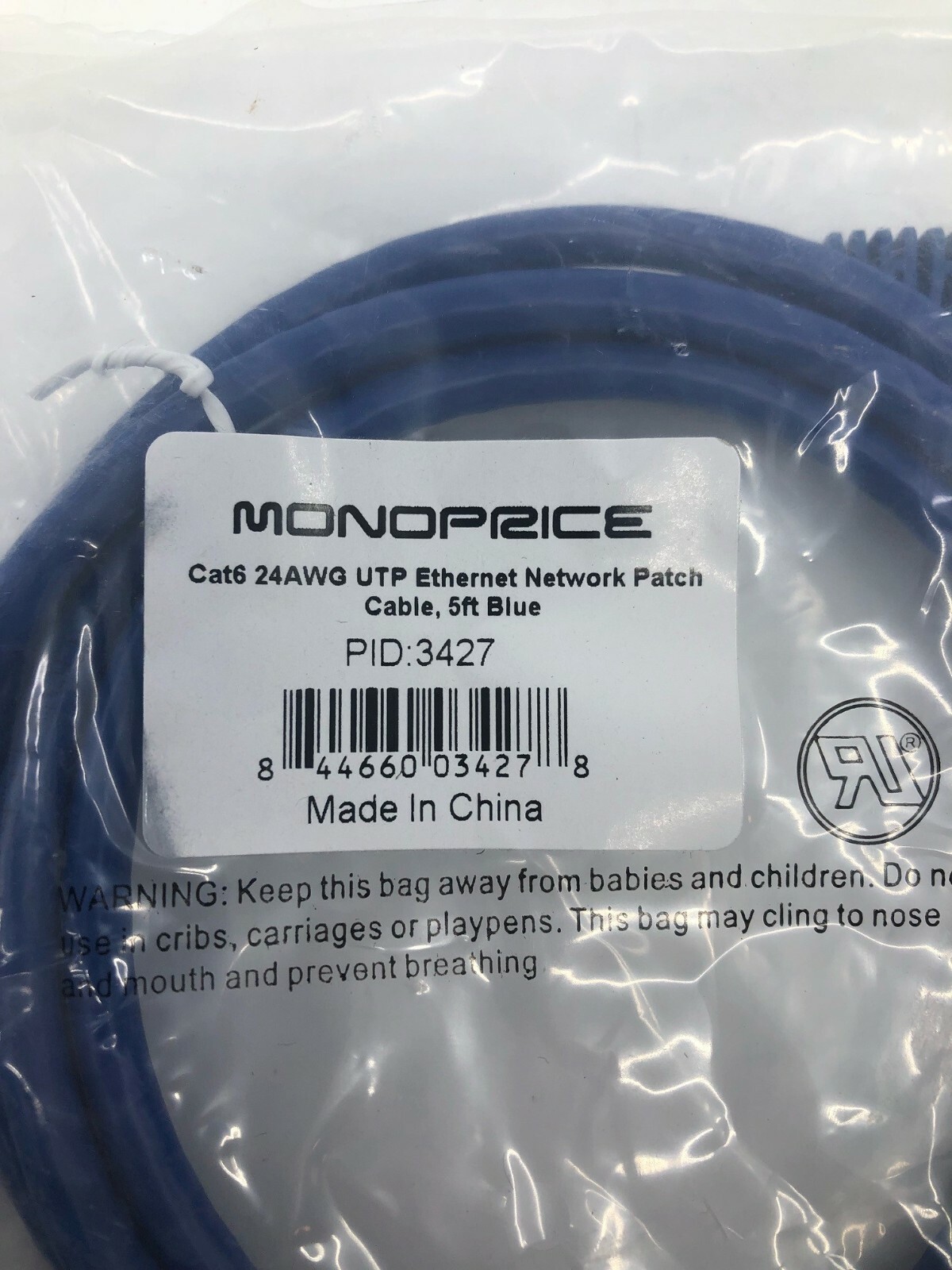 Monoprice Cat6 Ethernet Patch Cable – 5ft – Blue, RJ45, 550Mhz, UTP, 24AWG