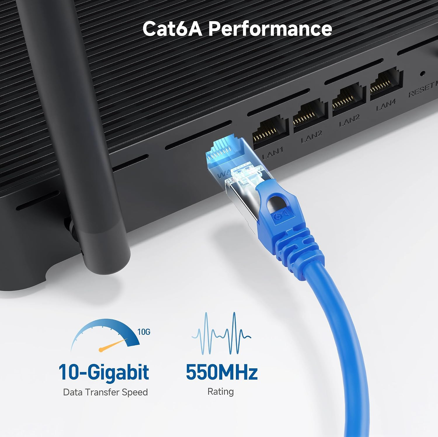 Cable Matters 10Gbps 5-Pack Snagless Shielded Cat 6A Cable, 1Ft, Blue | S/FTP