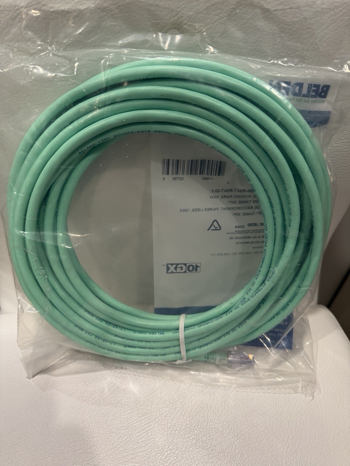 New Belden 10GX Cat6A 30ft Green