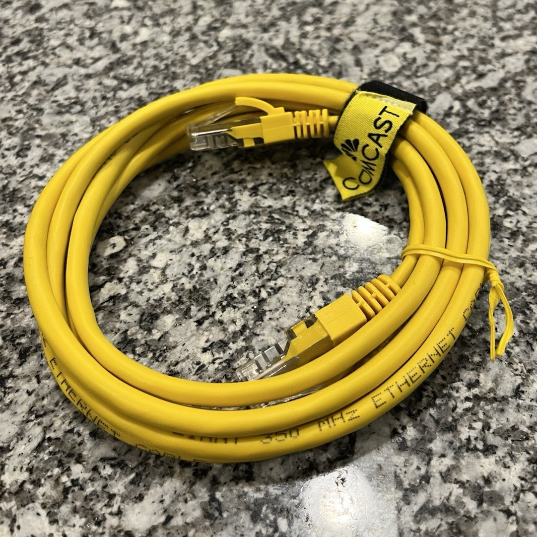 Comcast Cat 5e Yellow Ethernet Cable 3 ft Round RJ-45 Male to Male Patch A1