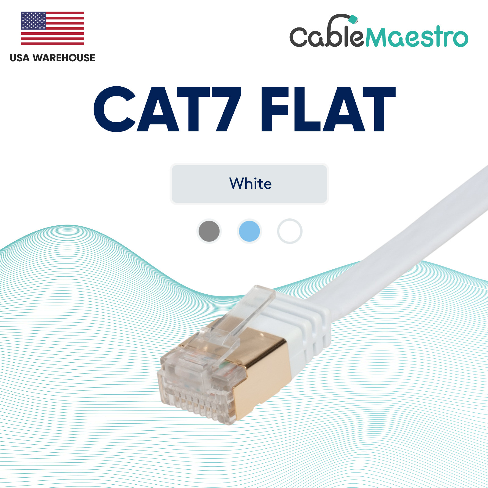 10Gbps CAT7 Flat Ethernet LAN Cable Network 6 10 20 25 30 50 75 100 Lot White