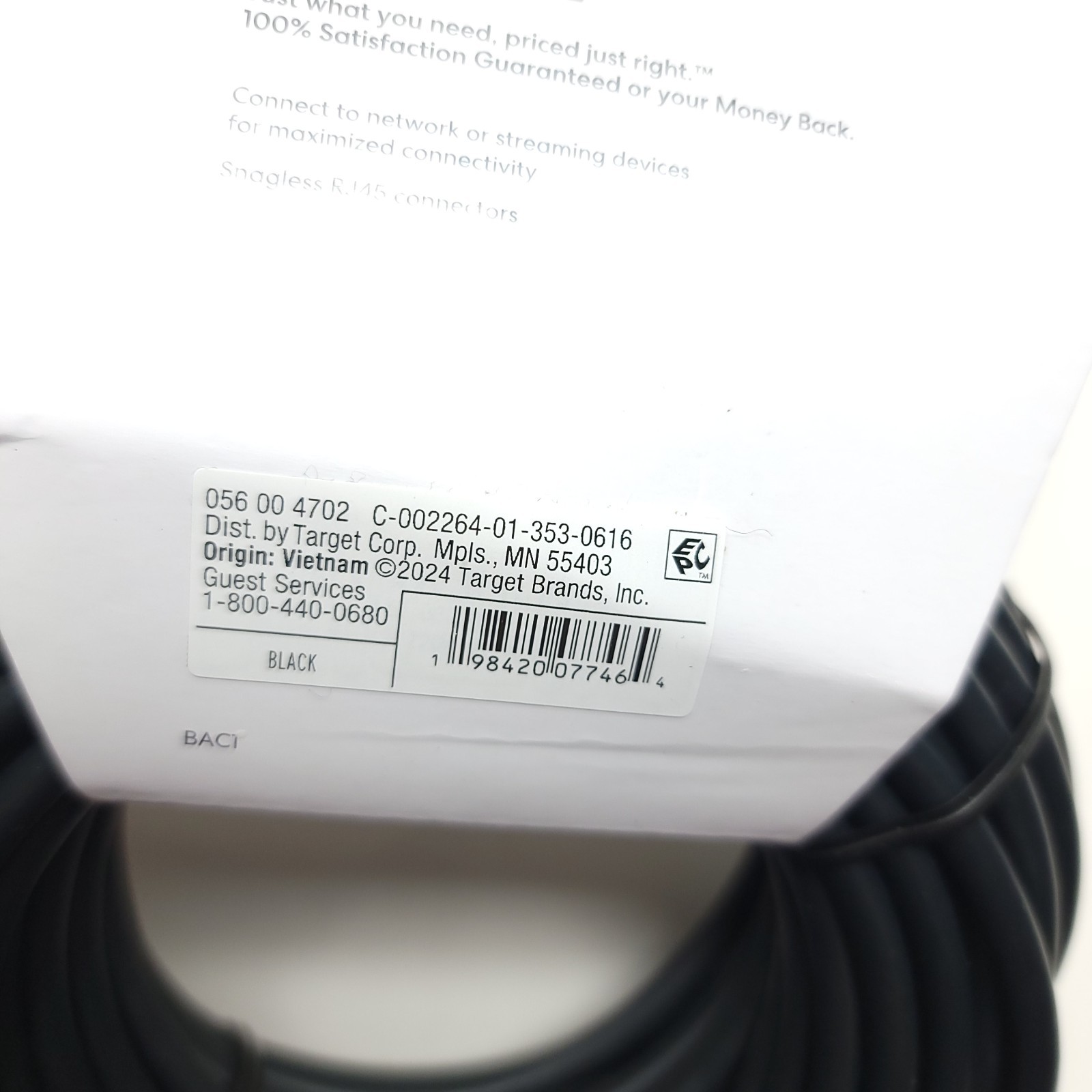 Cat 6 Ethernet Cable – Dealworthy 50′ Black: 1.25 Gbps RJ-45 Male-to-Male