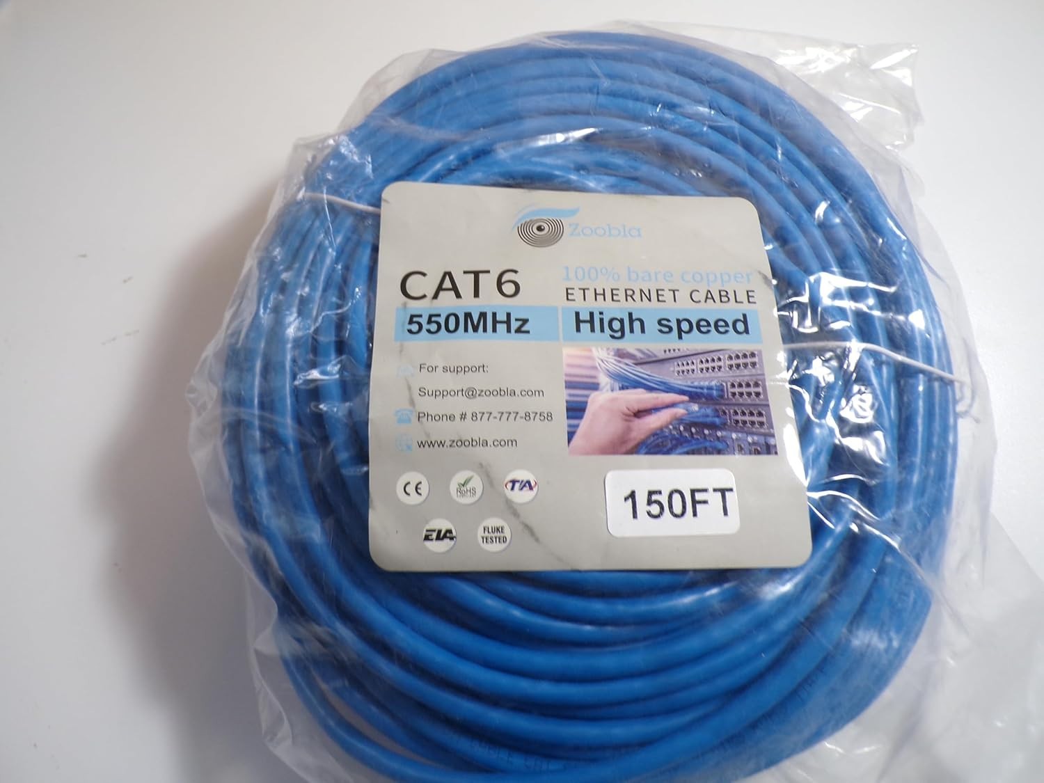 Cat6 Network Cable, 100% Pure Copper 23AWG, PVC, 10 Gbps Ethernet LAN (150FT)