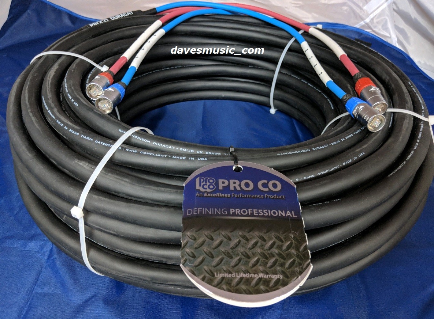 ProCo 250 ft DCAT 2-CH cat6 UTP Dual Channel Digital Snake DCAT2X-250NN US-MADE