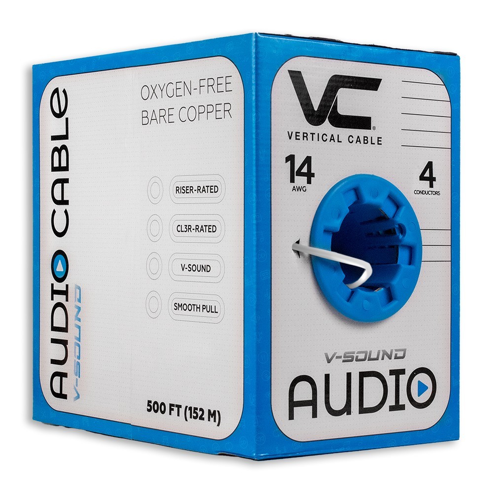 Audio Cable 14 AWG 4 Conductors 41 Strand 500 Feet CL3 PVC Bare Copper OFC White