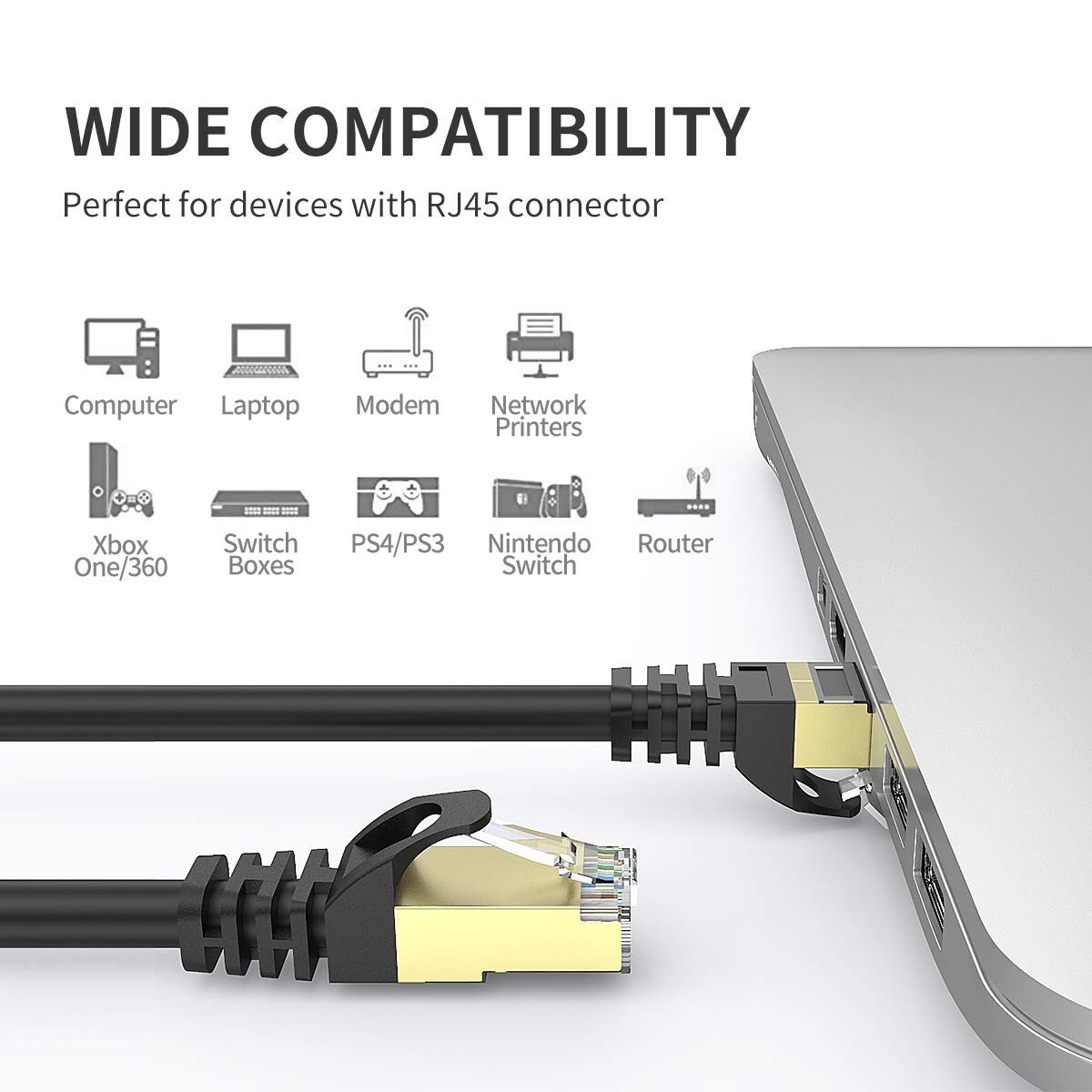 Cat7 Ethernet Cable 300ft Outdoor Triple shielding Patch SSTP 10Gbps 600MHz Gold