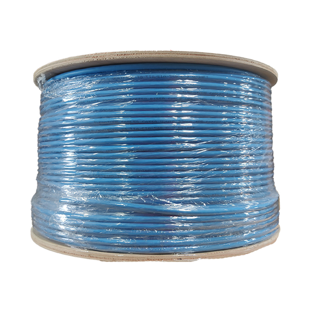TS Cables Cat6a UTP Riser Bare Copper 23 AWG Solid Bare Copper CMR Cable Blue