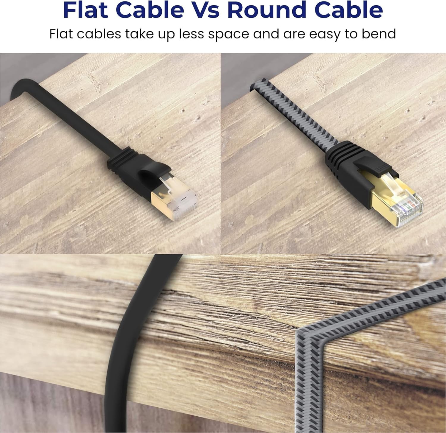 100-Foot Cat 8 Ethernet Cable High-Speed ​​Twisted Flat 26 AWG 40 Gbps 2000 MHz