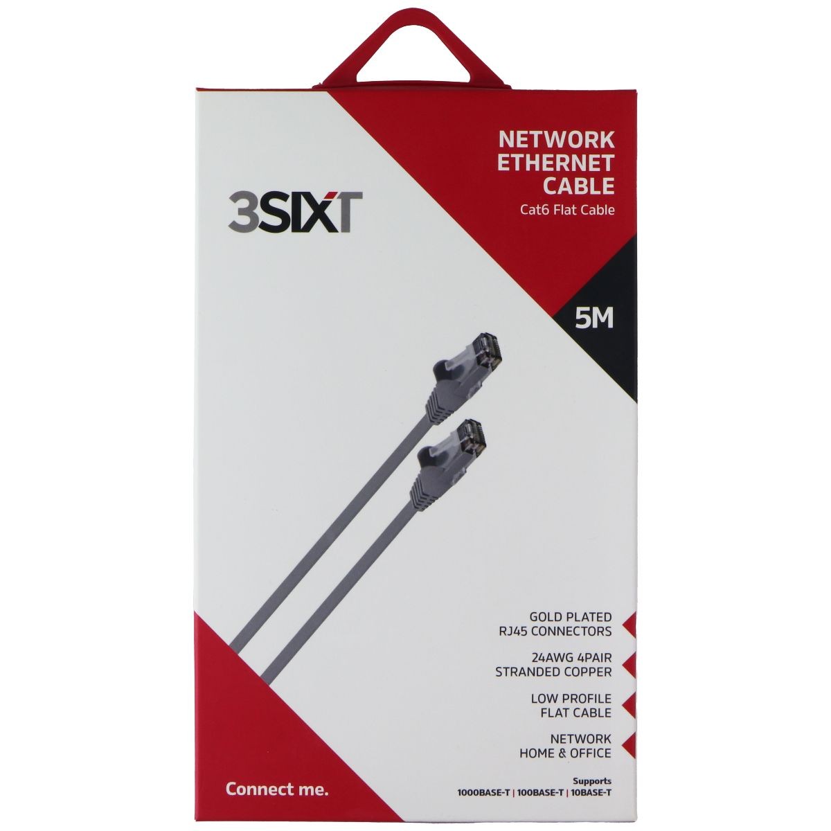 3SIXT (5M) Network Ethernet Cable Cat6 Flat Cable – Gray