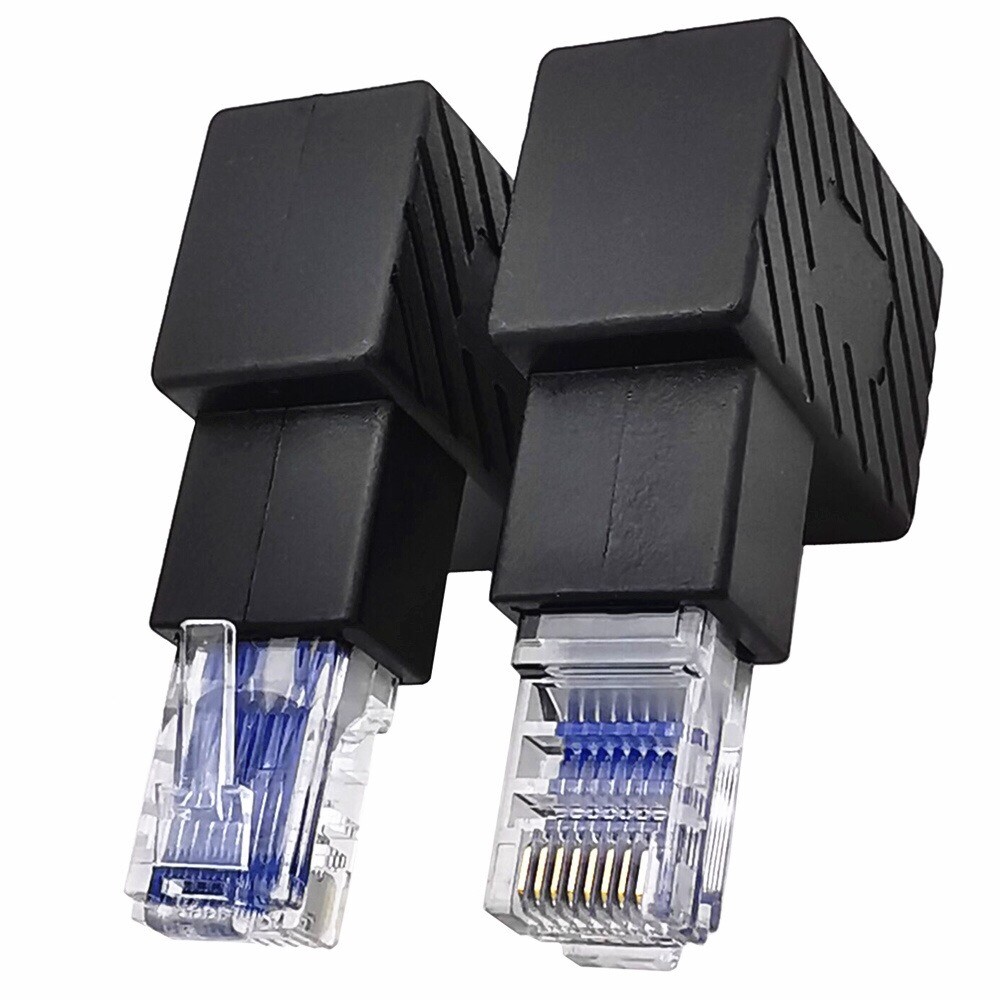 1x 90 Degree Angled RJ45 Ethernet LAN Male to Female Cat5 Cat5e Extender Adapter