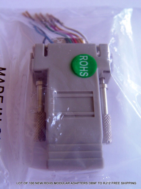 LOT OF 100 NEW ROHS MODULAR ADAPTERS DB9F TO RJ12 FREE SHIPPING