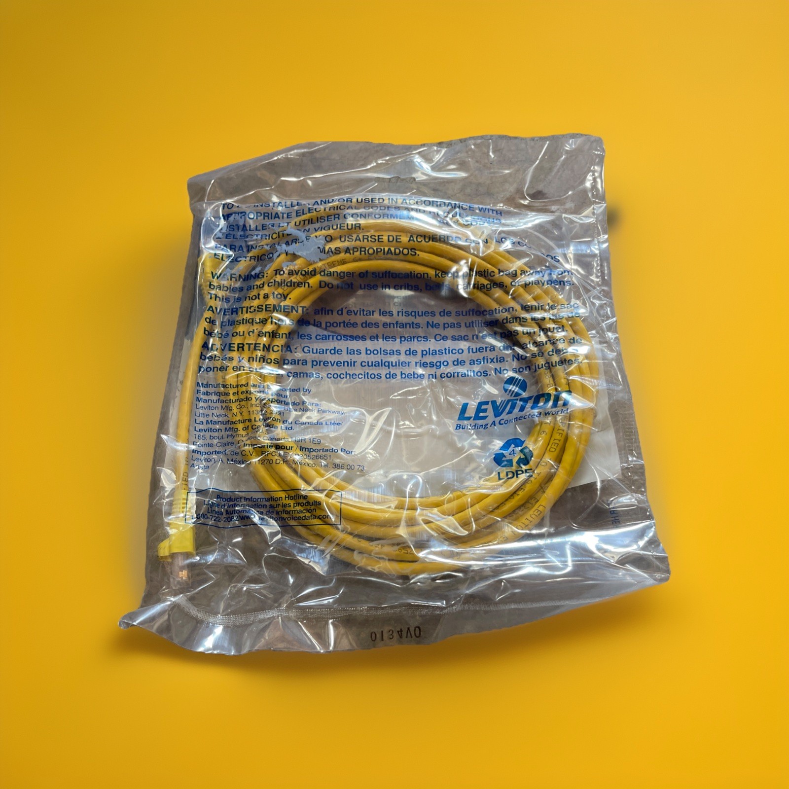 🔥Leviton 62460-20Y eXtreme Cat 6 UTP Patch Cord 20ft Yellow RJ45 ~ 10 Unit🔥