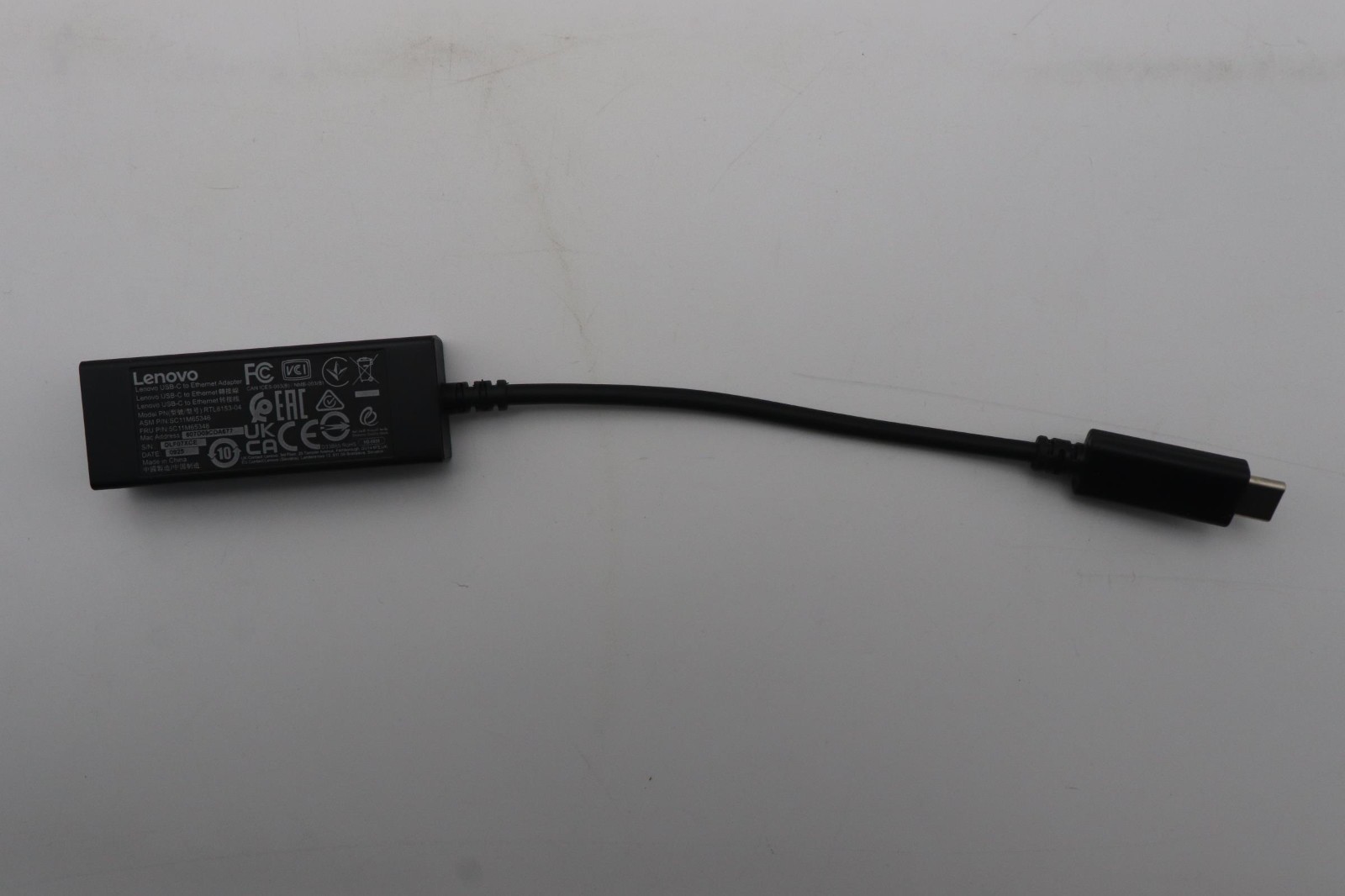 Lenovo Cable USB-C to Ethernet Adapter FRU 5C11M65348