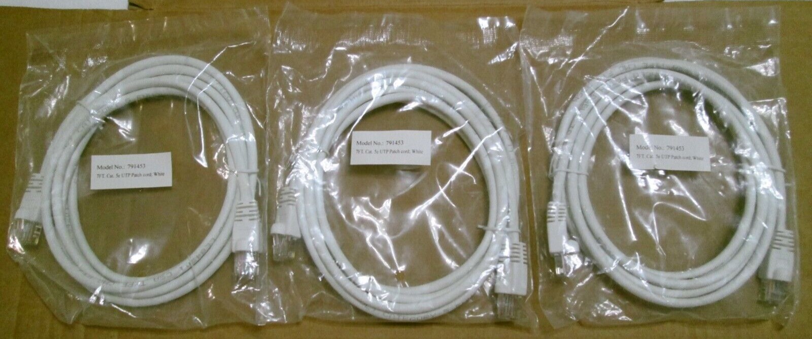 1pc 7 Ft. CAT5e New Cable Ethernet UTP Patch Cord Internet White Model 791453