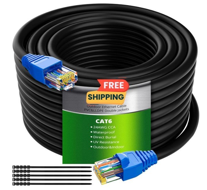 Cable Ethernet Cat6 para exteriores de 100 pies, resistente