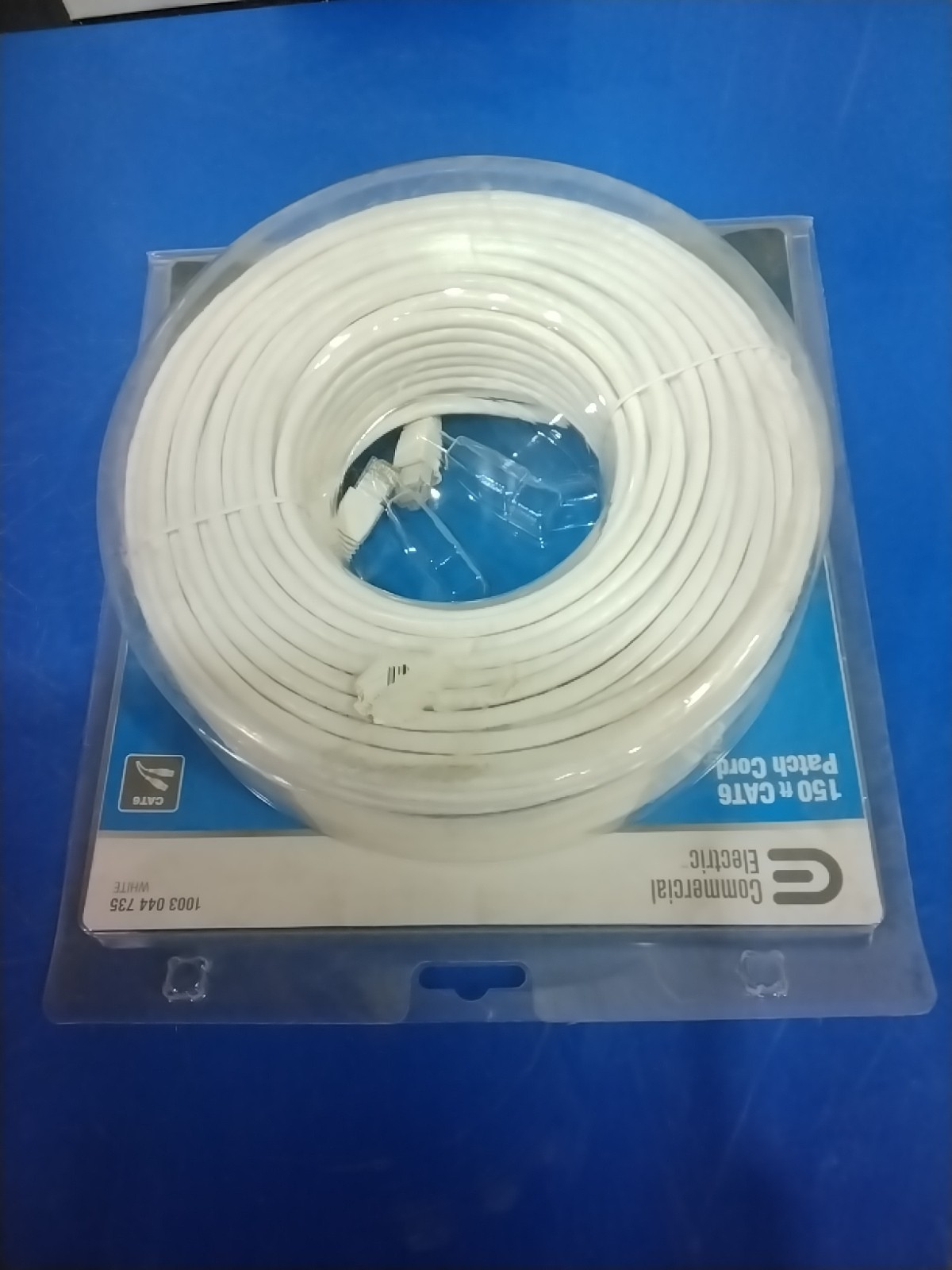 Commercial Electric 150 ft CAT6 Ethernet Patch Cable White Gold RJ45 Male End