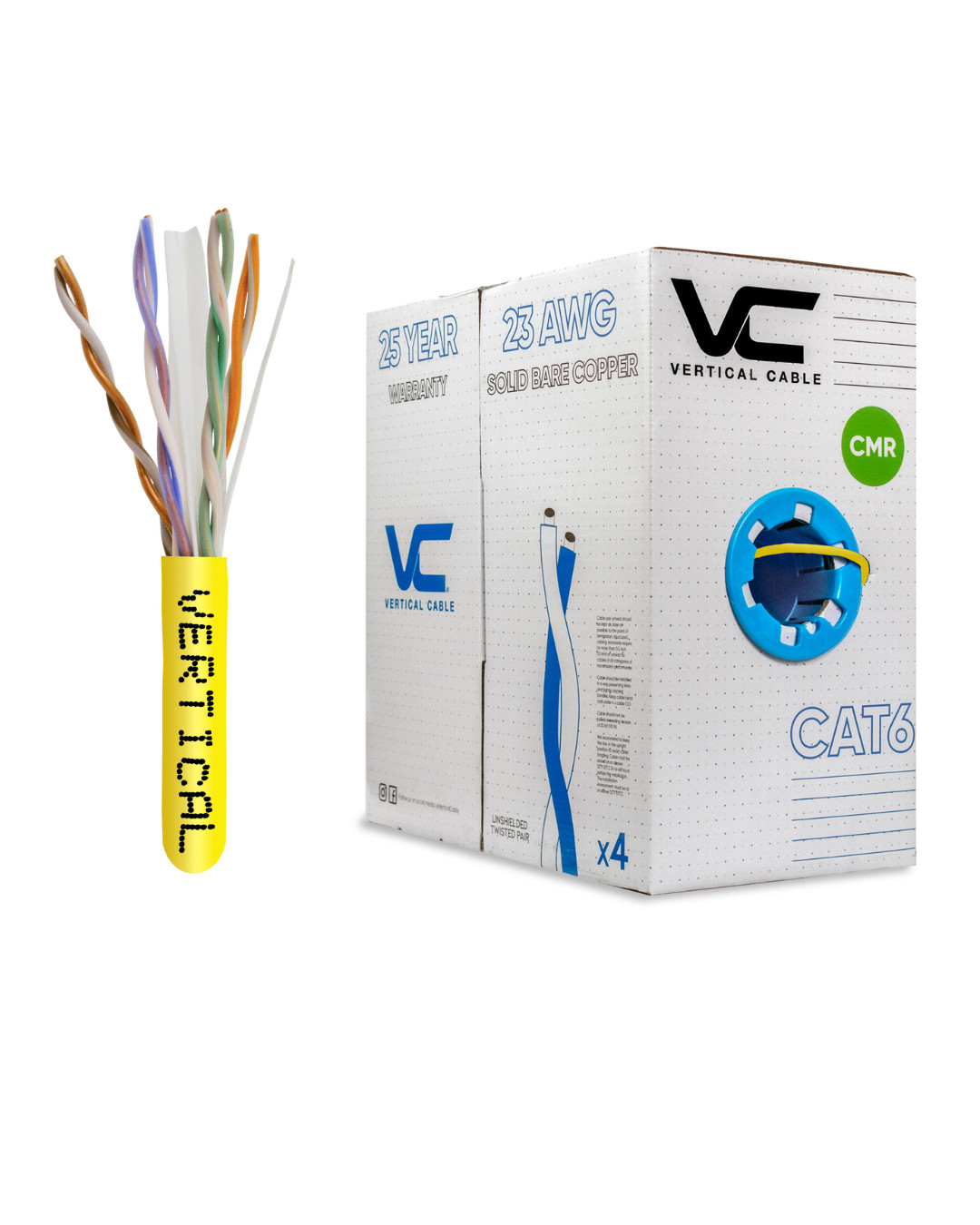 1000ft Bulk CAT6 23AWG UTP Bare Copper Unshielded 550MHz Ethernet Cable – Yellow