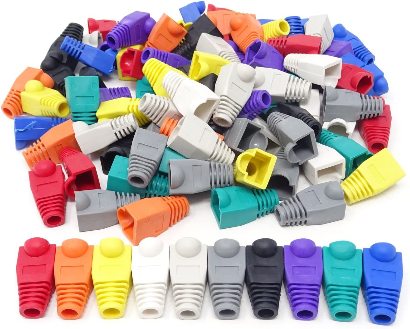 100 Pack Cat5E Cat6 RJ45 Ethernet Network Cable Strain Relief Boots Plug Cover