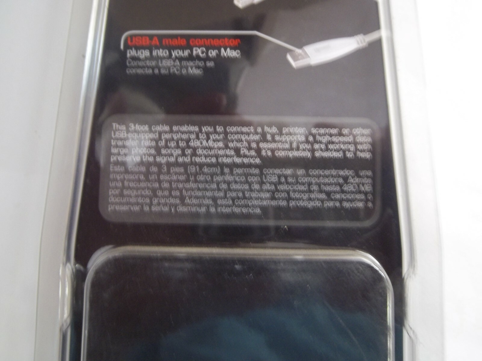 GIGAWARE 260-3258 3-FT USB-A MALE to USB-B MALE WHITE NETWORK CABLE PC-MAC/USB