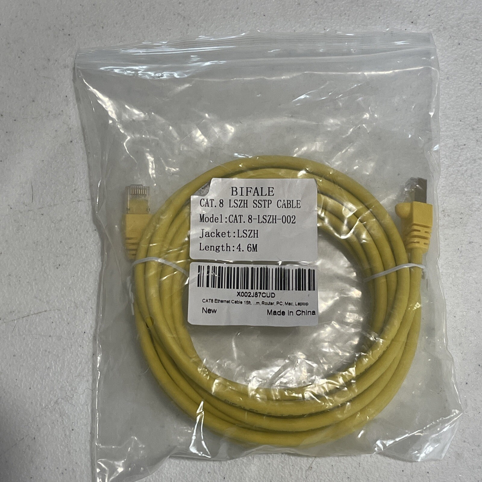 CAT8 Ethernet Cable 4.6M, BIFALE SSTP Cat8 Cable 26AWG, LSZH Jacket,