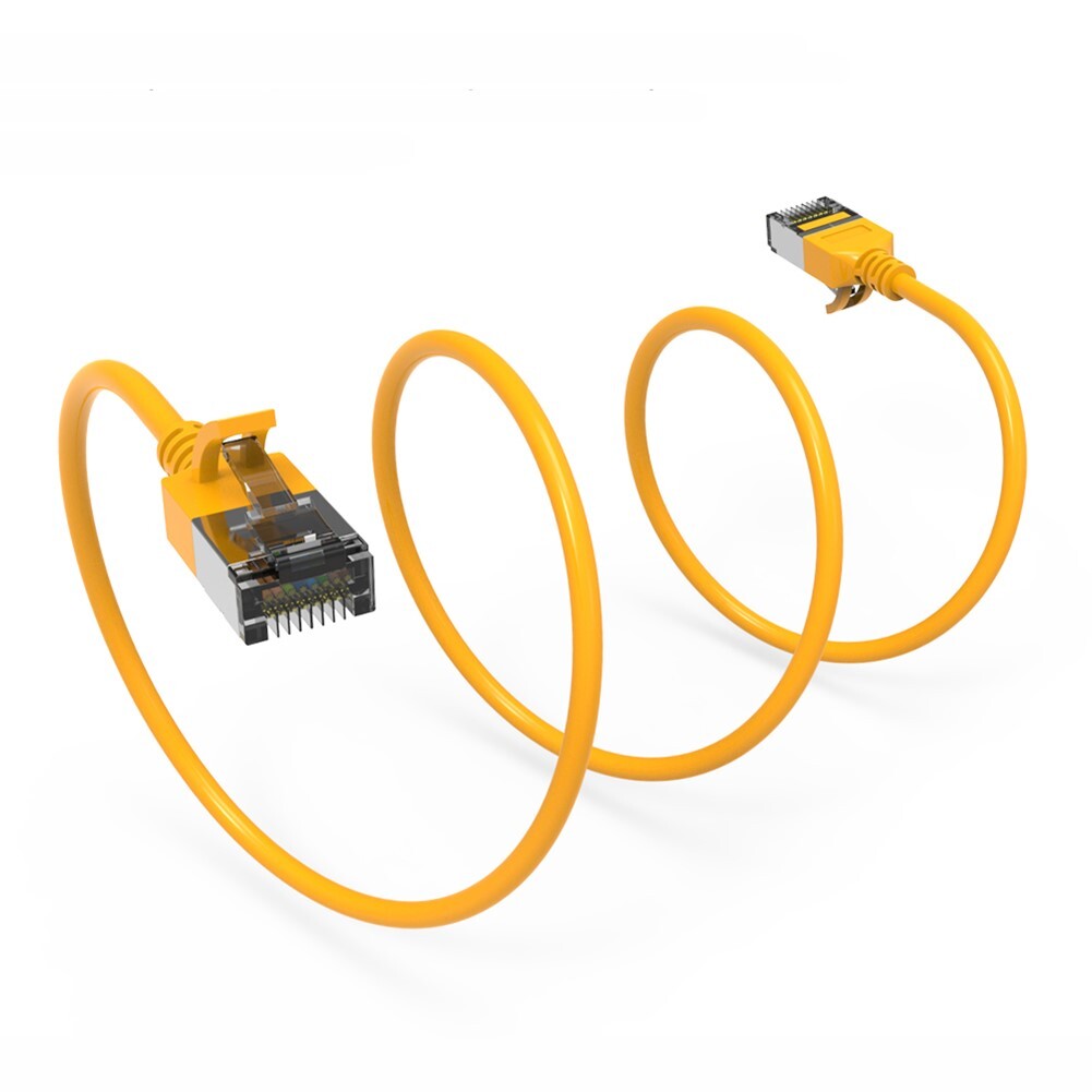 0.5FT Cat8 RJ45 Network LAN Ethernet U/FTP Shield Patch Cable Slim 30AWG Yellow