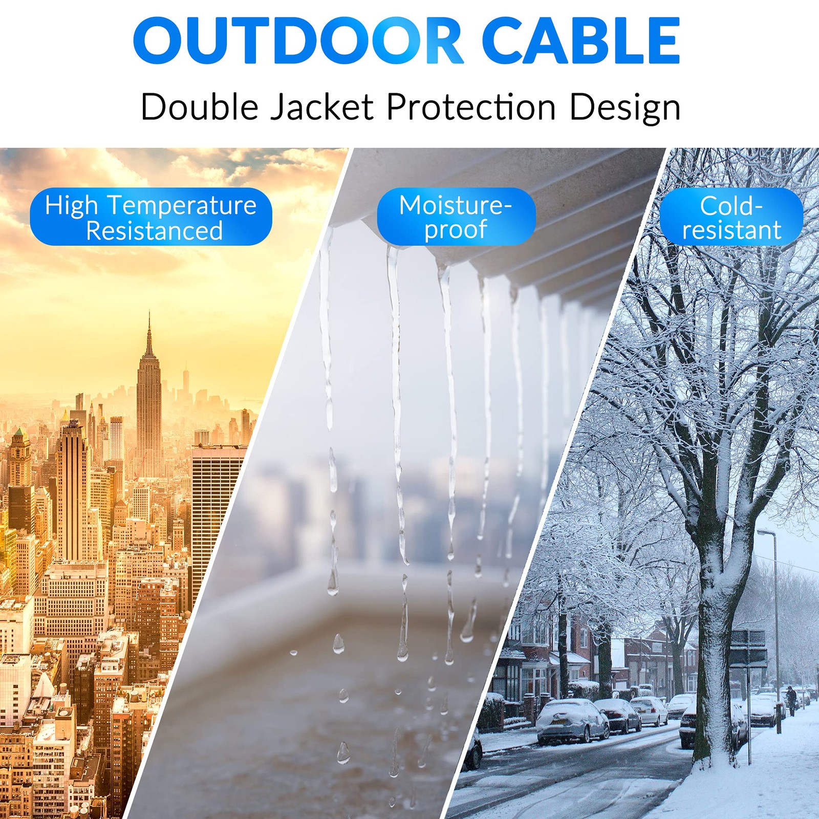 150ft Cat6 Outdoor Ethernet Cable, Waterproof, Direct Burial, Supports PoE