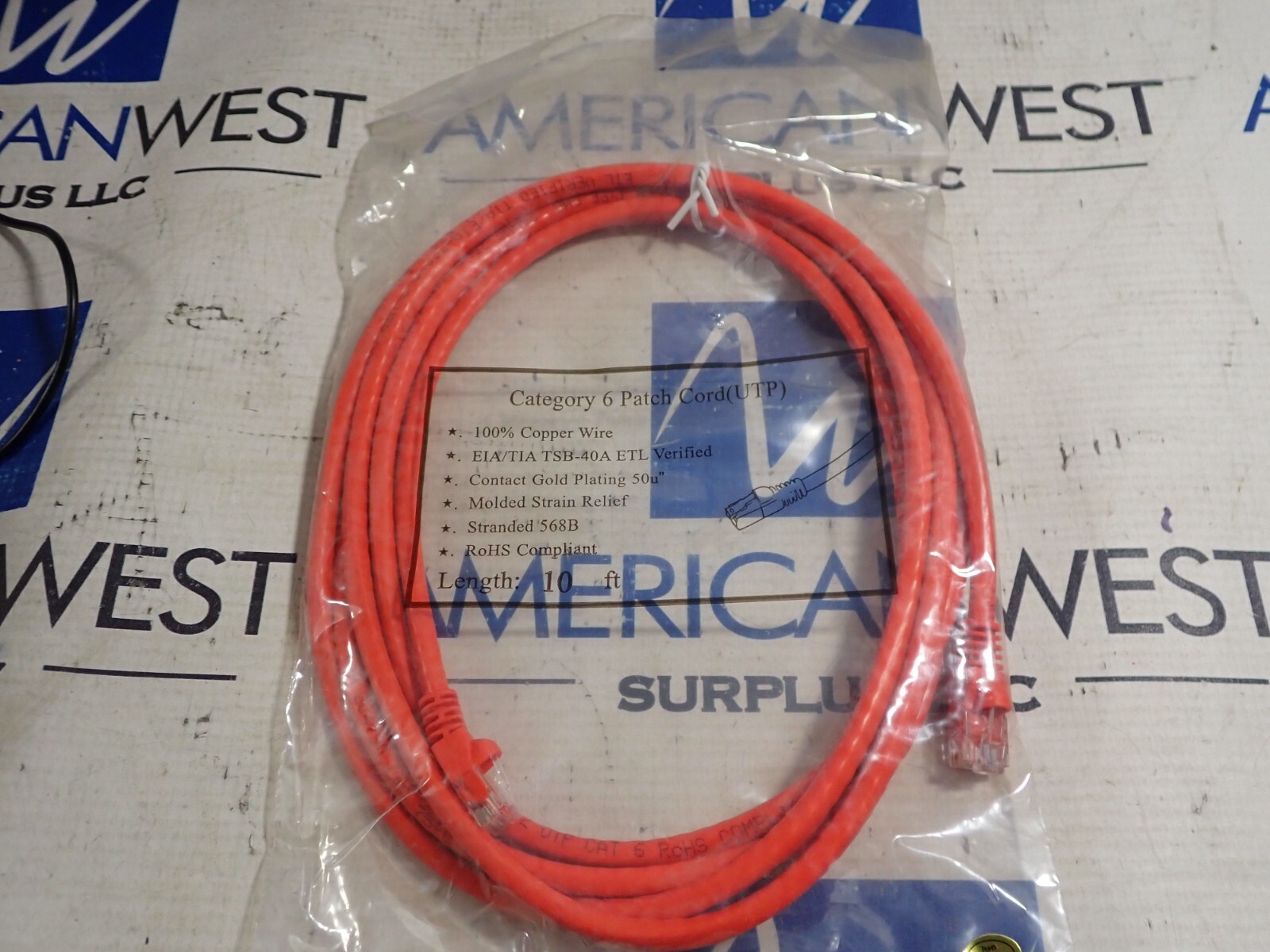New Catagory 6 Patch Cord 10FT EIA/TIA TSB-40A Cordset