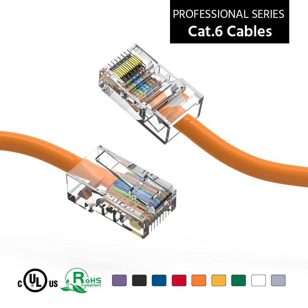 20 Pack of 1.5Ft CAT6 UTP Ethernet Network Non Booted Cable Orange