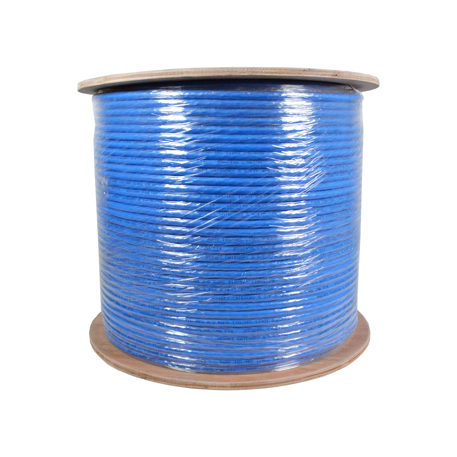 CAT8 S/FTP Bulk Ethernet Network Cable 22AWG 2Ghz Pure Copper Riser Blue 1000ft