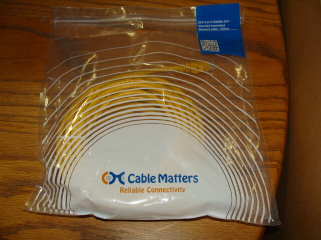 CABLE MATTERS CAT 6 NETWORK CABLE YELLOW 20 FEET 160001-YEL-20-US