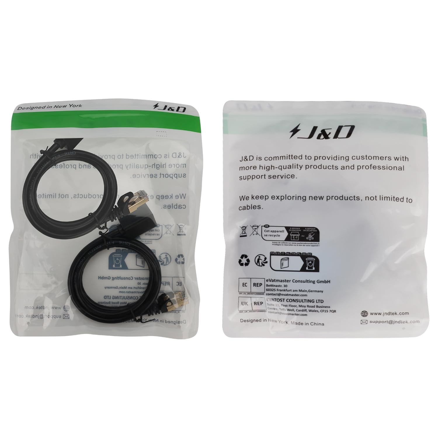 J&D Ethernet Extension Cable (2 Pack), Cat 6 Ethernet Extender Cable Adapter …