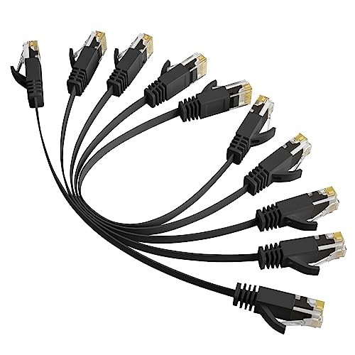 Cat 6 Flat Ethernet Cable 1 Ft/5 Pack, High Speed Slim Short Patch Cables Intern