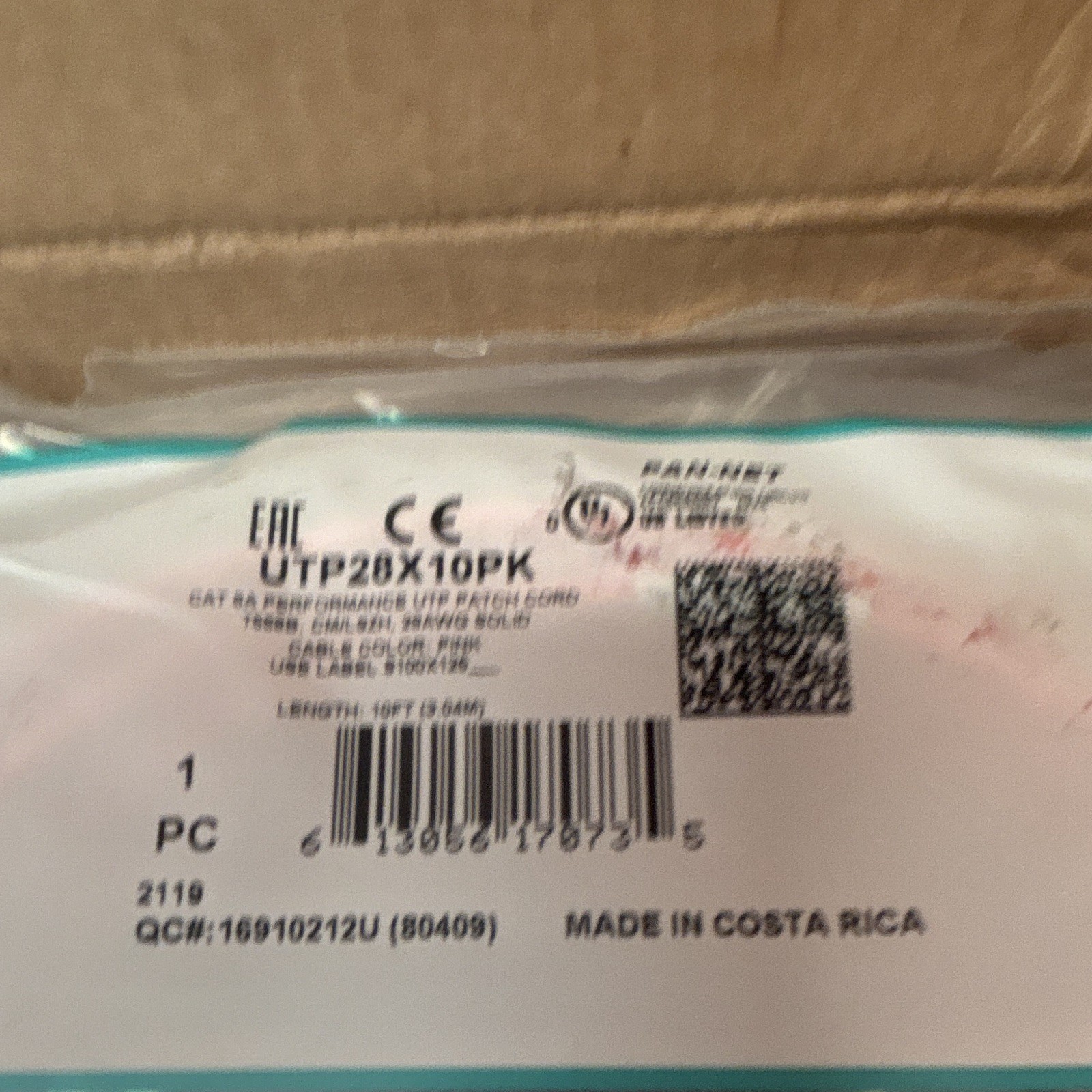 10 pack newPanduit UTP28X10PK Cat 6A RJ-45 Ethernet Patch Cable 10 ft Pink Round