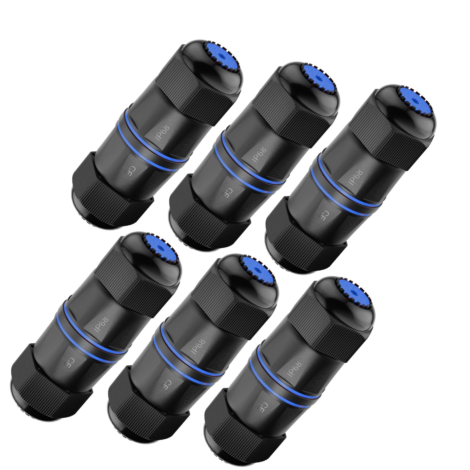 Waterproof RJ45 Coupler IP68 Cat6/Cat5E Shielded Ethernet Connector 6Pack Blue