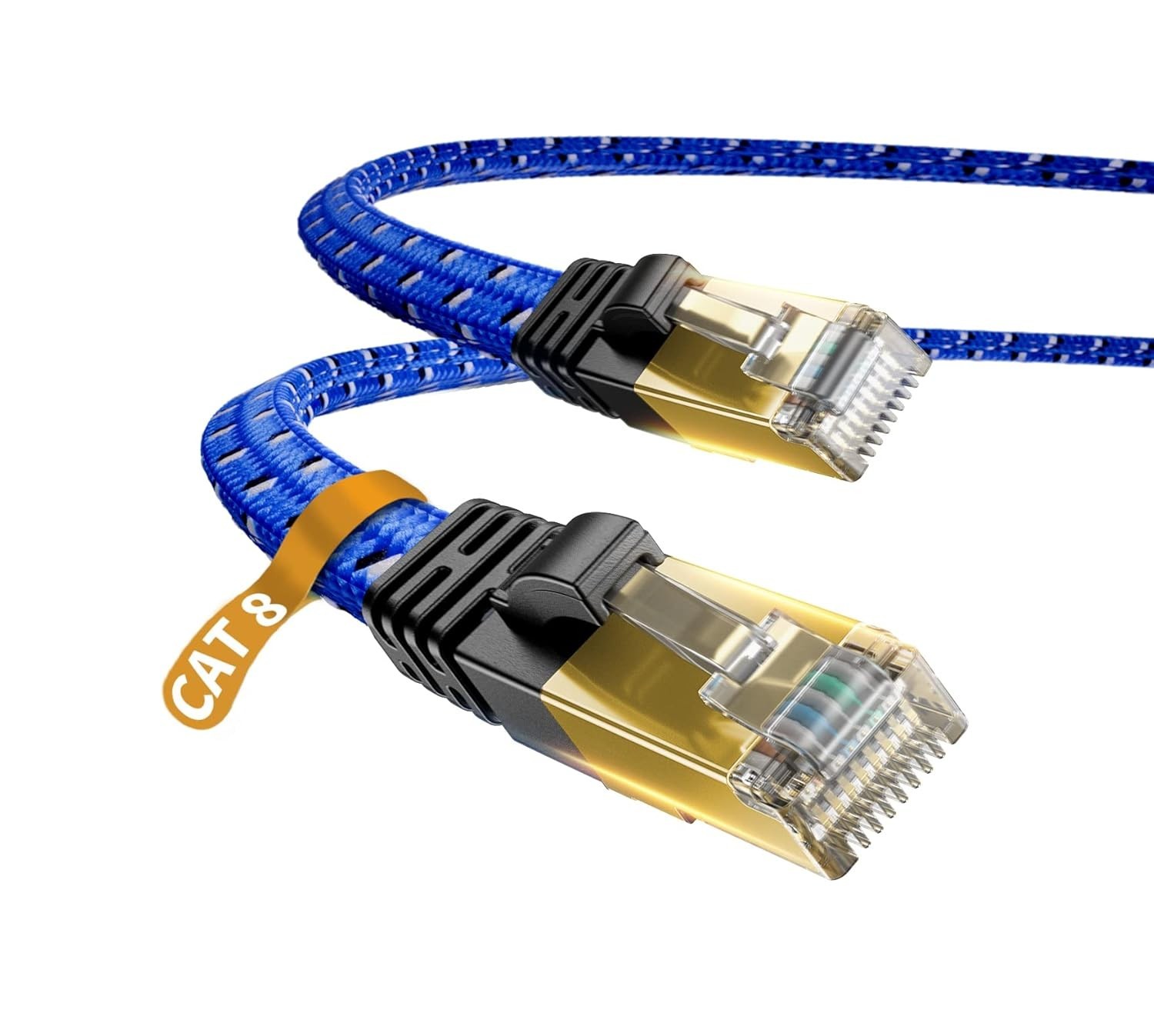 16ft Nylon Braided Cat 8 Ethernet Cable – 40Gbps, Universal RJ45 Connector